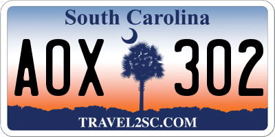 SC license plate AOX302