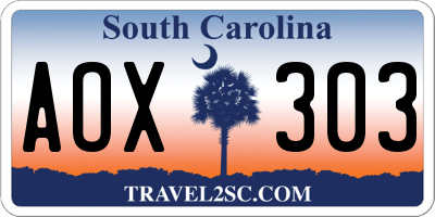 SC license plate AOX303