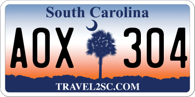 SC license plate AOX304