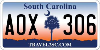 SC license plate AOX306