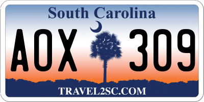 SC license plate AOX309
