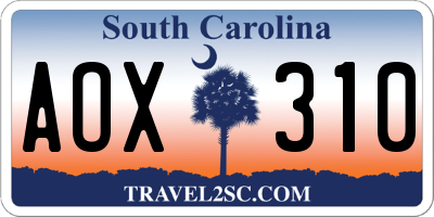 SC license plate AOX310