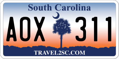SC license plate AOX311