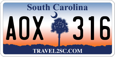 SC license plate AOX316