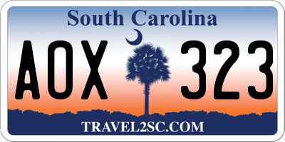 SC license plate AOX323