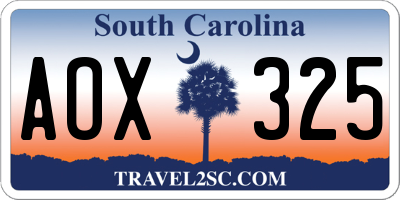 SC license plate AOX325