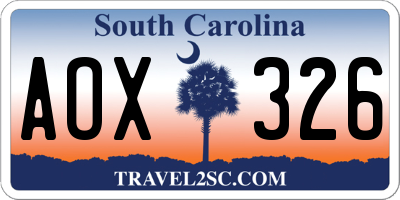 SC license plate AOX326