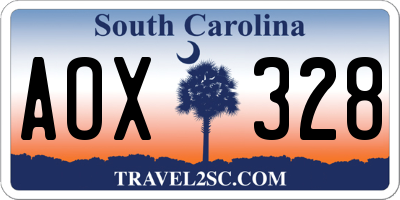 SC license plate AOX328