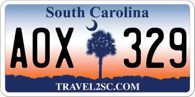 SC license plate AOX329