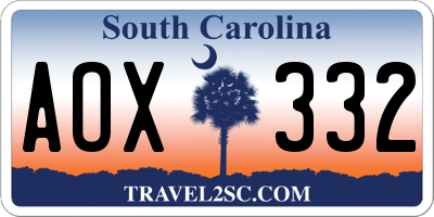 SC license plate AOX332