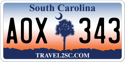 SC license plate AOX343