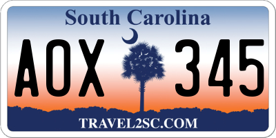 SC license plate AOX345