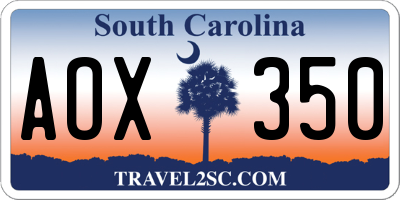 SC license plate AOX350