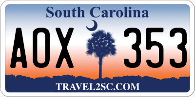 SC license plate AOX353