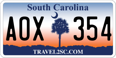 SC license plate AOX354