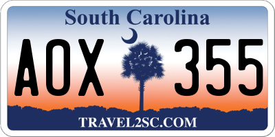 SC license plate AOX355
