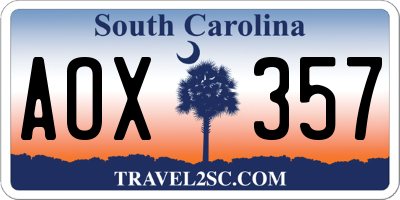 SC license plate AOX357