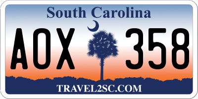 SC license plate AOX358