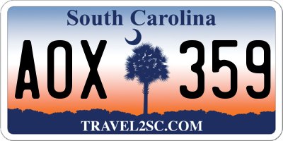 SC license plate AOX359