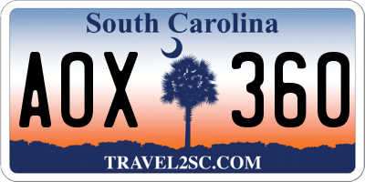 SC license plate AOX360