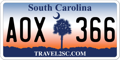 SC license plate AOX366