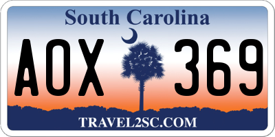 SC license plate AOX369