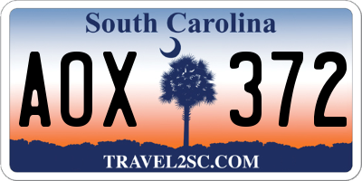 SC license plate AOX372