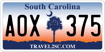 SC license plate AOX375