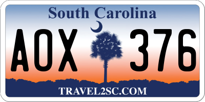SC license plate AOX376
