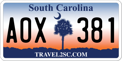 SC license plate AOX381