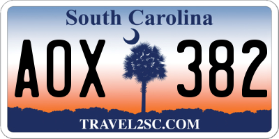 SC license plate AOX382