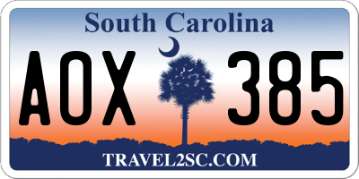 SC license plate AOX385