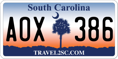 SC license plate AOX386