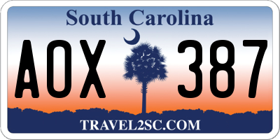 SC license plate AOX387