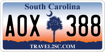 SC license plate AOX388