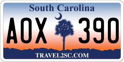 SC license plate AOX390