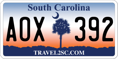 SC license plate AOX392