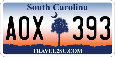 SC license plate AOX393