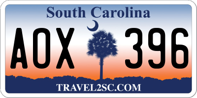 SC license plate AOX396