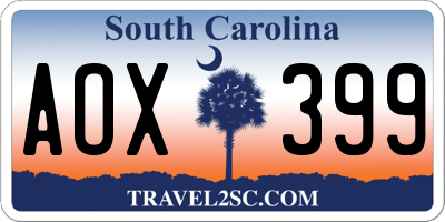 SC license plate AOX399