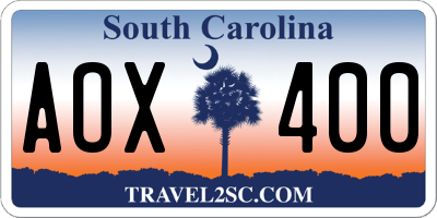 SC license plate AOX400