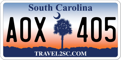 SC license plate AOX405