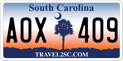 SC license plate AOX409
