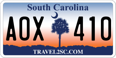 SC license plate AOX410