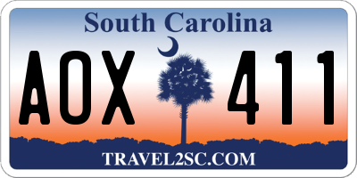 SC license plate AOX411