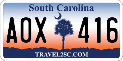 SC license plate AOX416