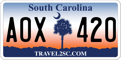 SC license plate AOX420