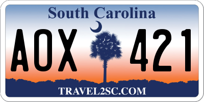 SC license plate AOX421