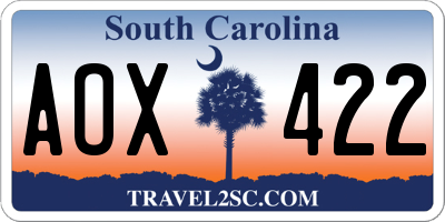 SC license plate AOX422