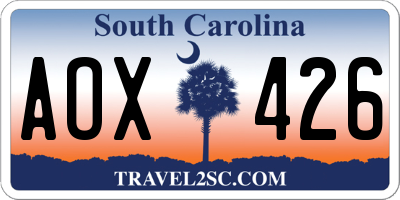 SC license plate AOX426